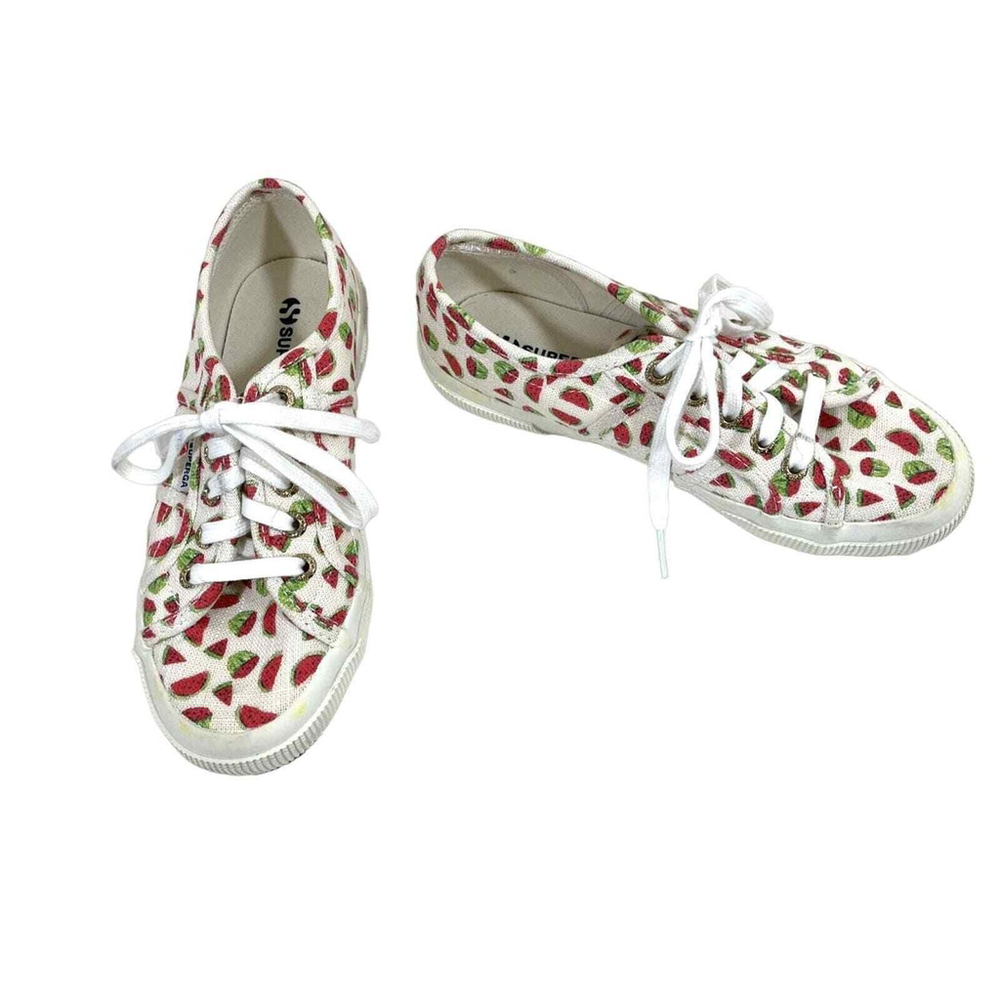 Superga Watermelon Print Low Top Linen Cotton Lace-Up Casual Sneakers Sz 6
